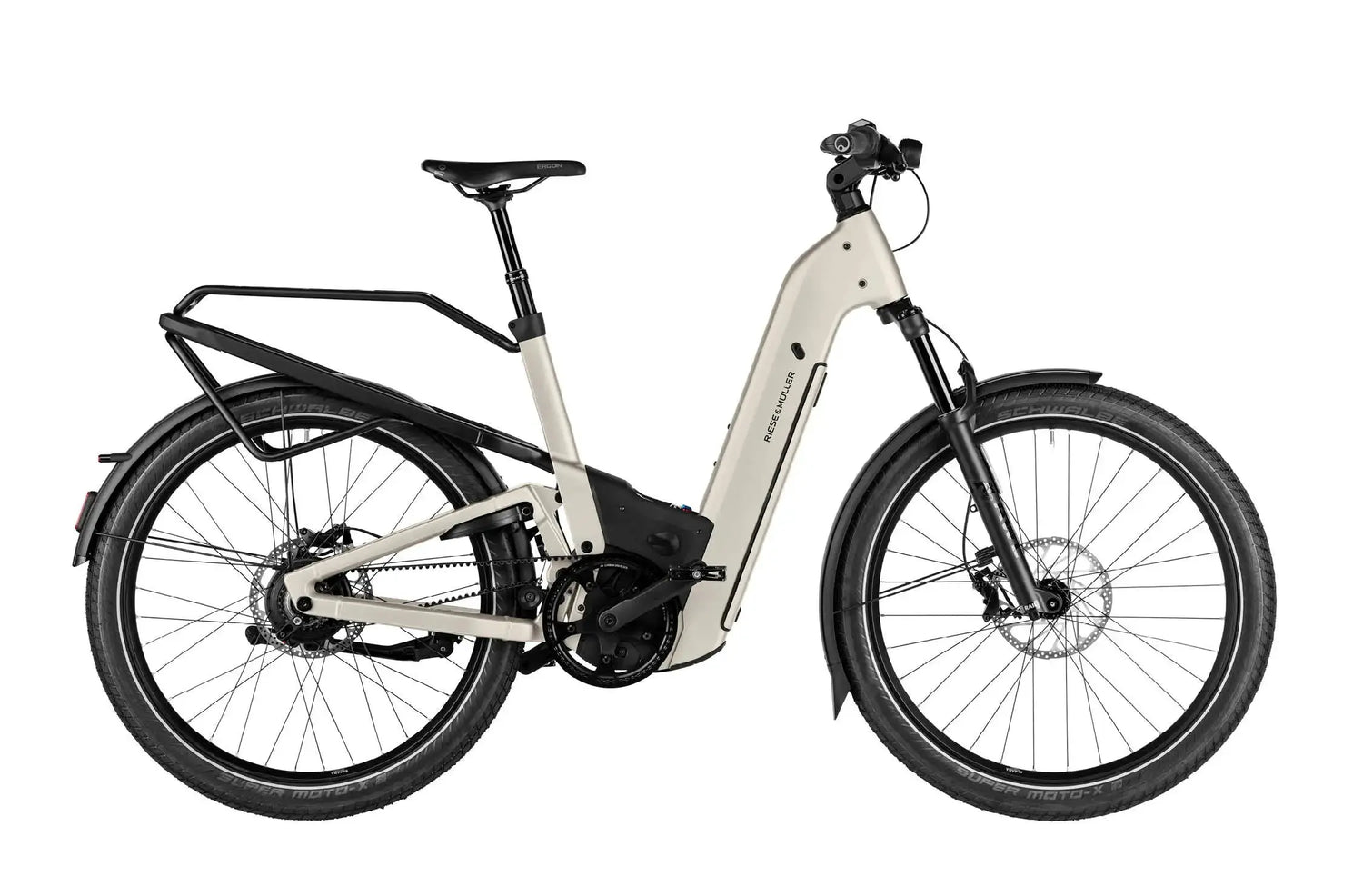 Riese & Müller Homage5 Vario Warm Silver full suspension E-Bike side profile Brisbane