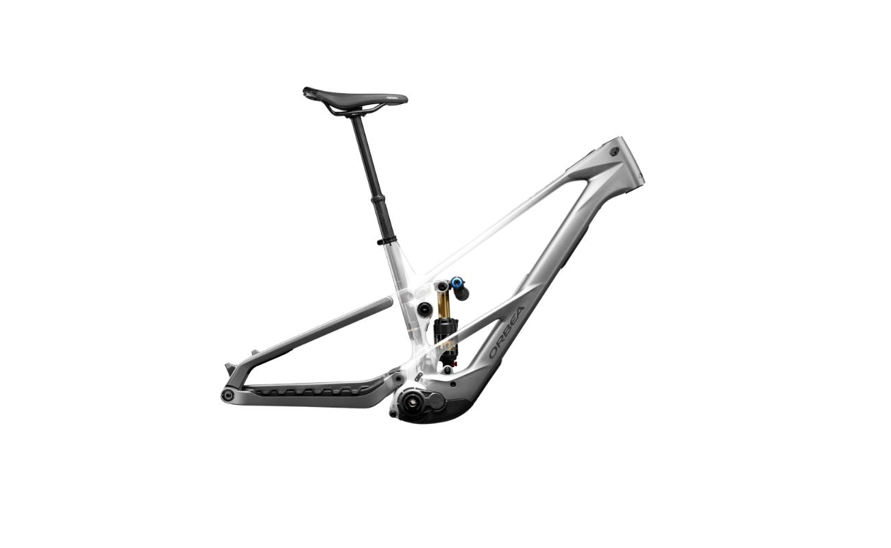 Orbea Wild LT H-Team eMTB Titan Grey carbon frame, Fox Factory suspension in white background