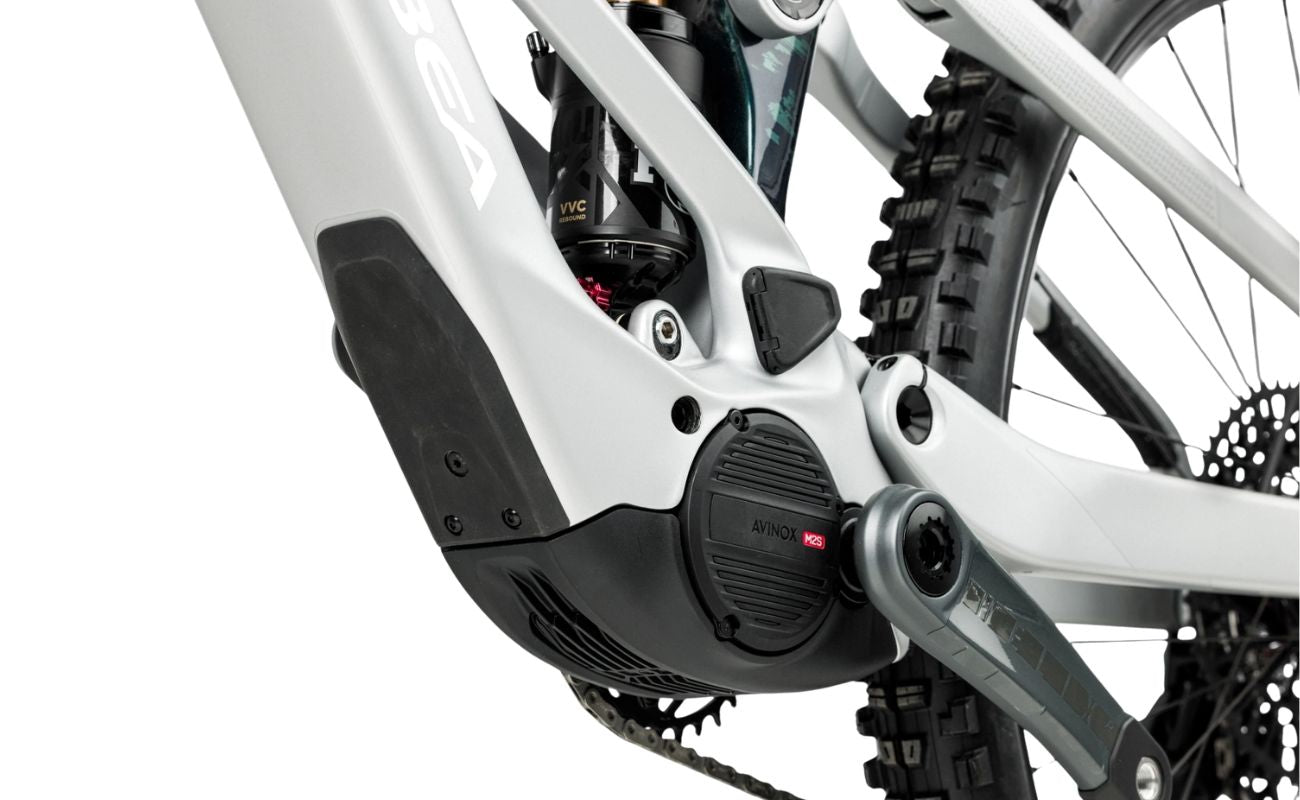 Orbea Wild LT H-Team eMTB Titan Grey Dji Avinox M2s Motor close up view in white background