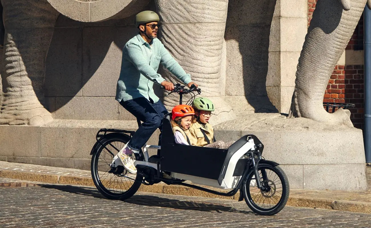 Riese & Müller Transporter2 65 Vario cargo E-Bike carrying two children