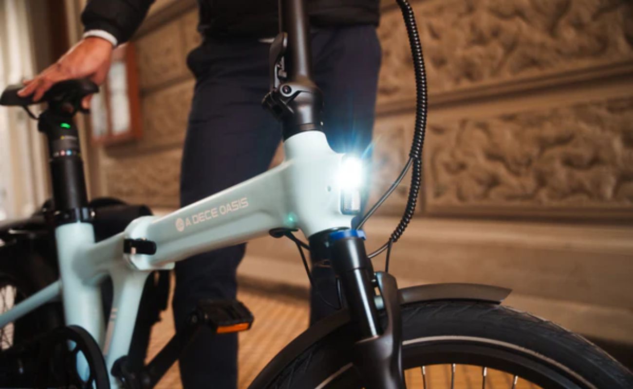 Close-up of a bicycle with a light on. | Electric Bikes Brisbane