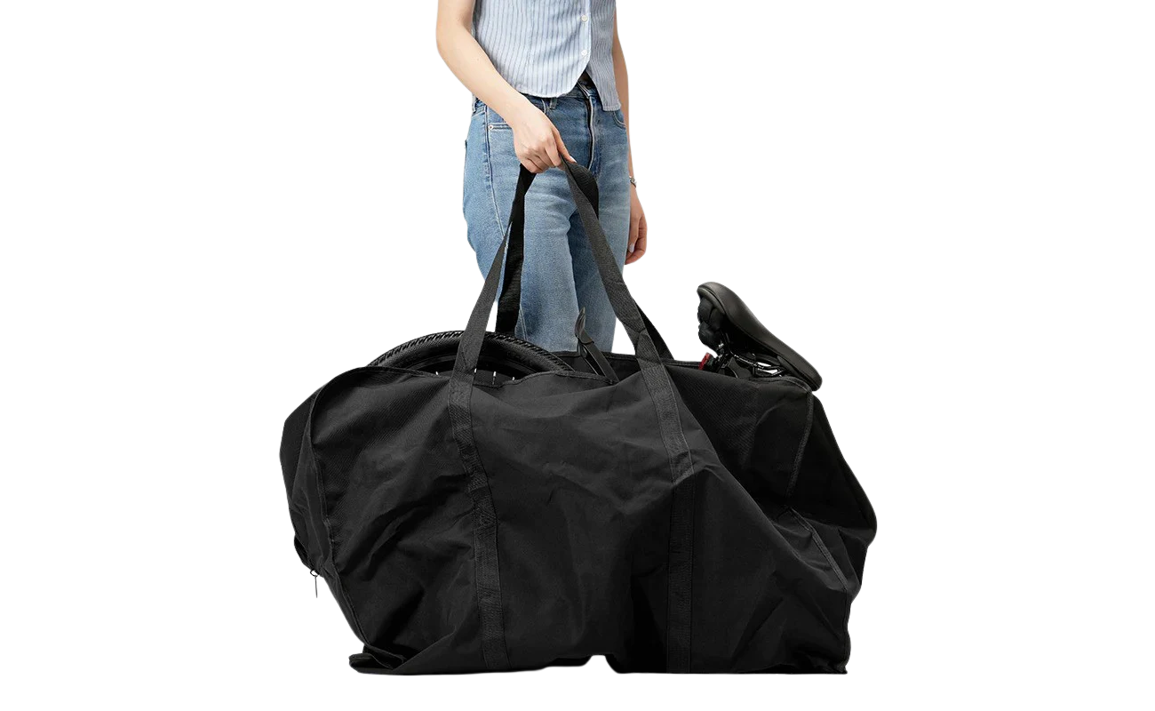 ADO Folding eBike Storage Bag and a person on the back | Electric Bikes Brisbane