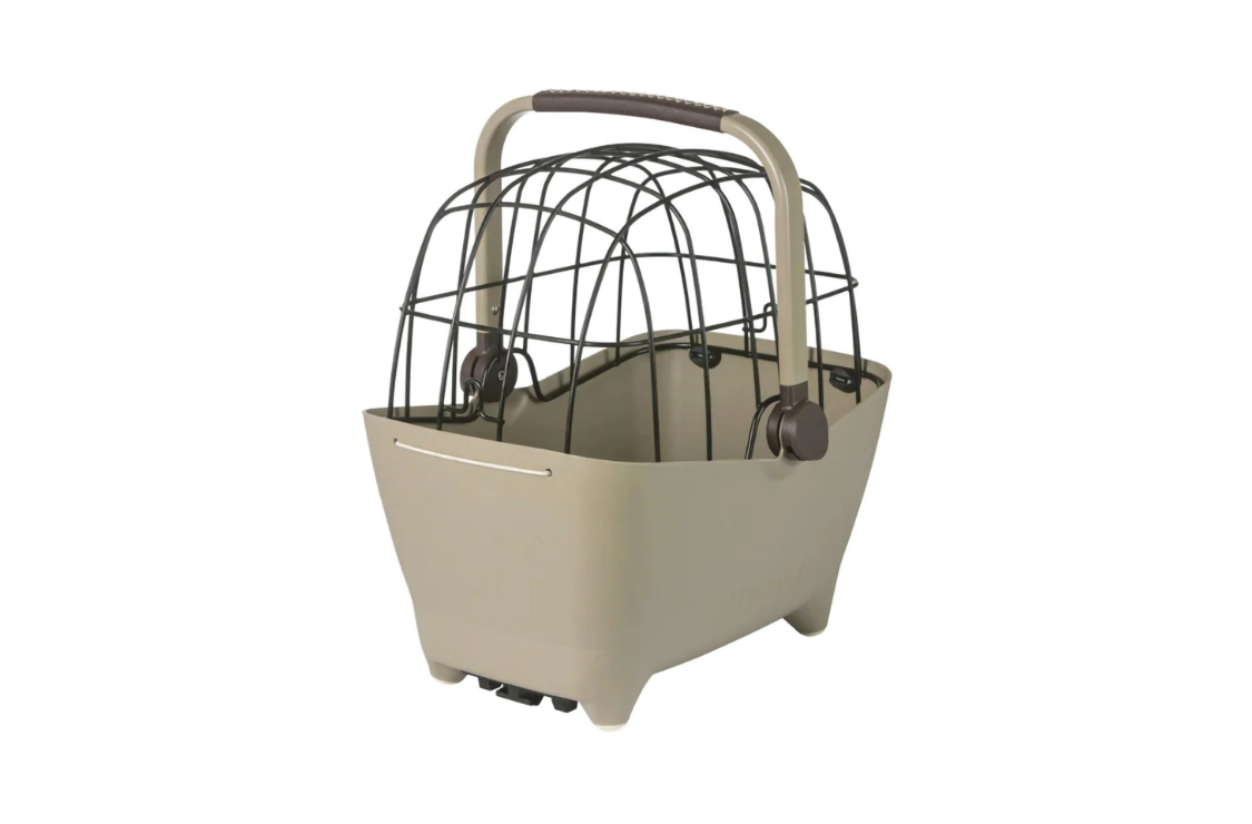 BASIL Buddy Dog Bicycle Basket MIK 2.0 Biscotti Brown with wire cage