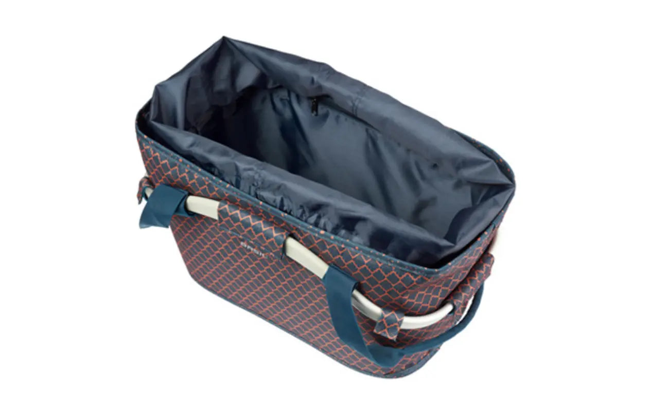 Basil Flair Carry All Rear Basket MIK, 22L, Navy Inside closeup | Electric Bikes Brisbane
