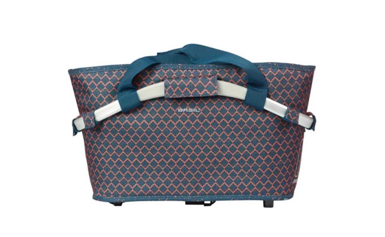 Basil Flair Carry All Rear Basket MIK, 22L, Navy Front view | Electric Bikes Brisbane