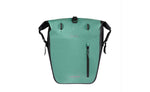 Basil Rivo L waterproof single bike pannier in green with roll-top closure
