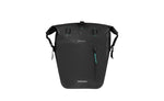Basil Rivo L Single Pannier black front view with roll-top closure