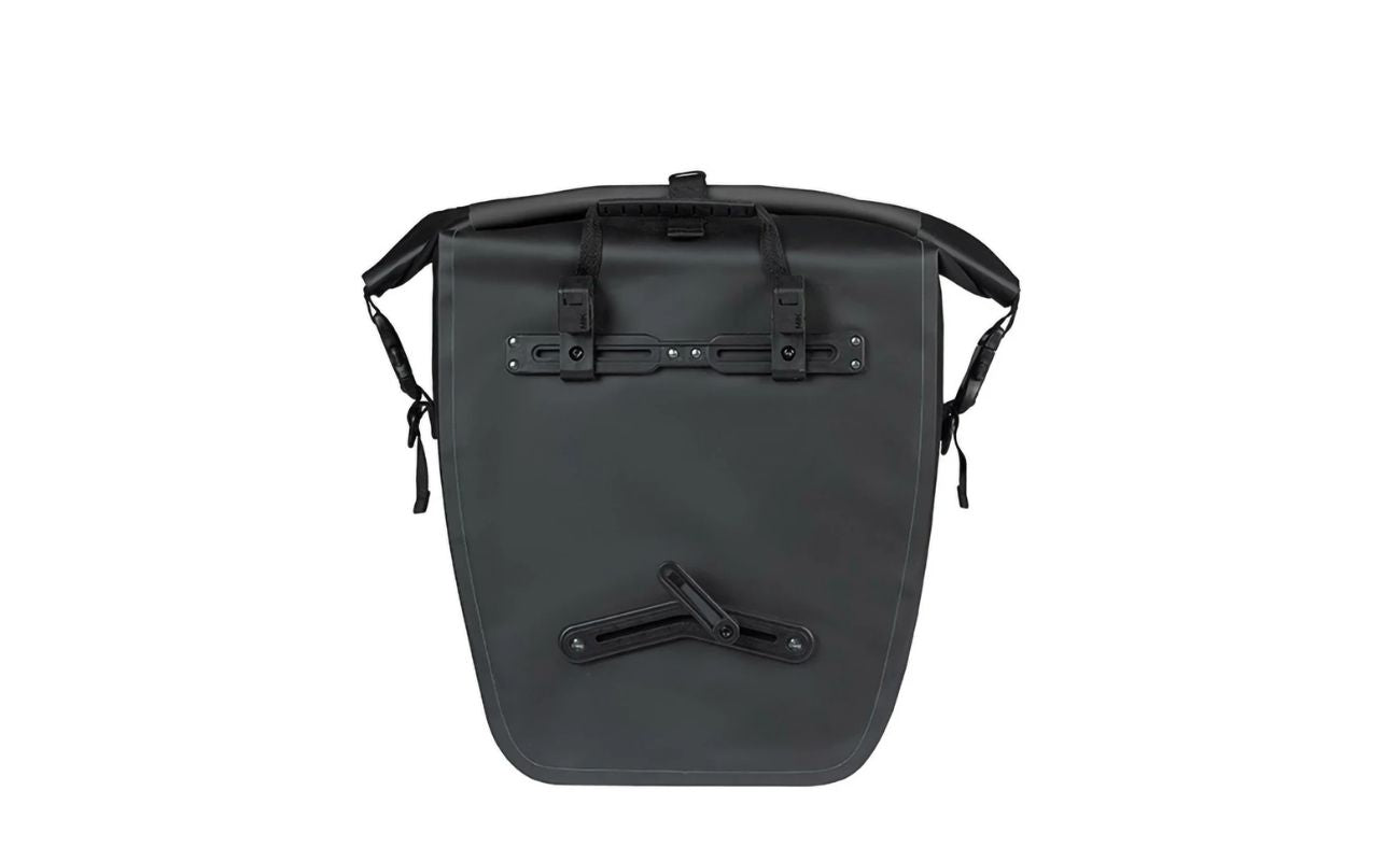 Basil Rivo L Single Pannier rear view showing MIK Hooks mounting system
