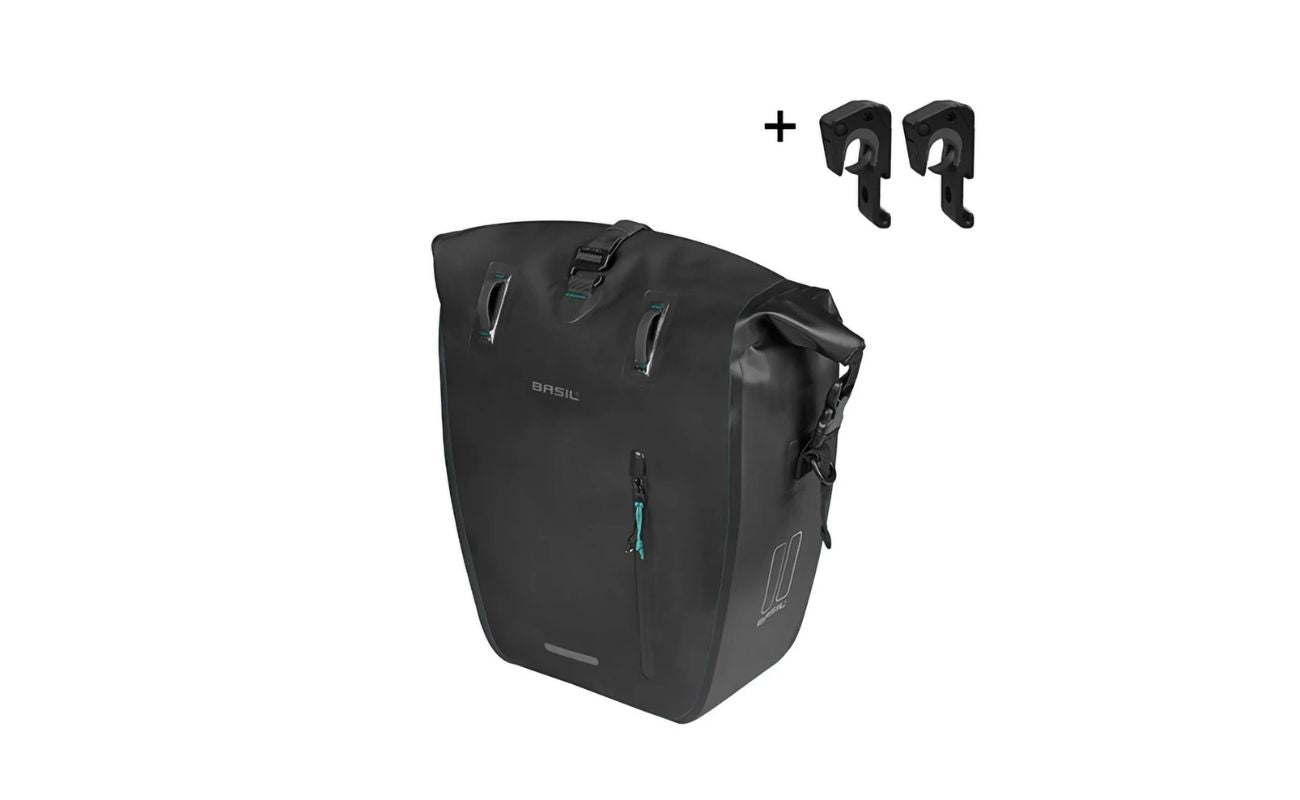Basil Rivo L Single Pannier black waterproof bike bag with MIK Hooks