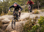 Two mountain bikers navigating rocky terrain on Focus Sam2 eMTB's 