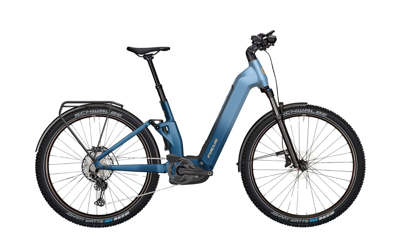 Focus Aventura2 FS 6.7 Wave Azur Blue side profile electric bike Brisbane