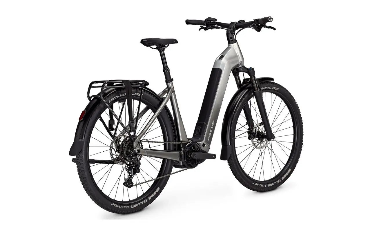 Focus F26 Aventura2 6.7 Wave E-Bike Silver Rear View | Electric Bikes Brisbane