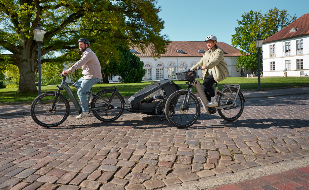 Kalkhoff K26 Endeavour 3 Excite Wave EBike, Jetgrey in a cobblestone street | Electric Bikes Brisbane