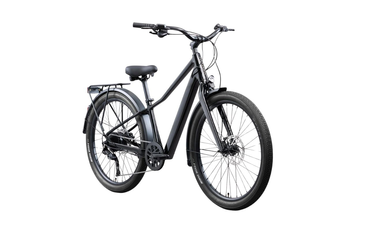 Norco Scene VLT 2 Black E-Bike 2027 front three-quarter view with rear rack