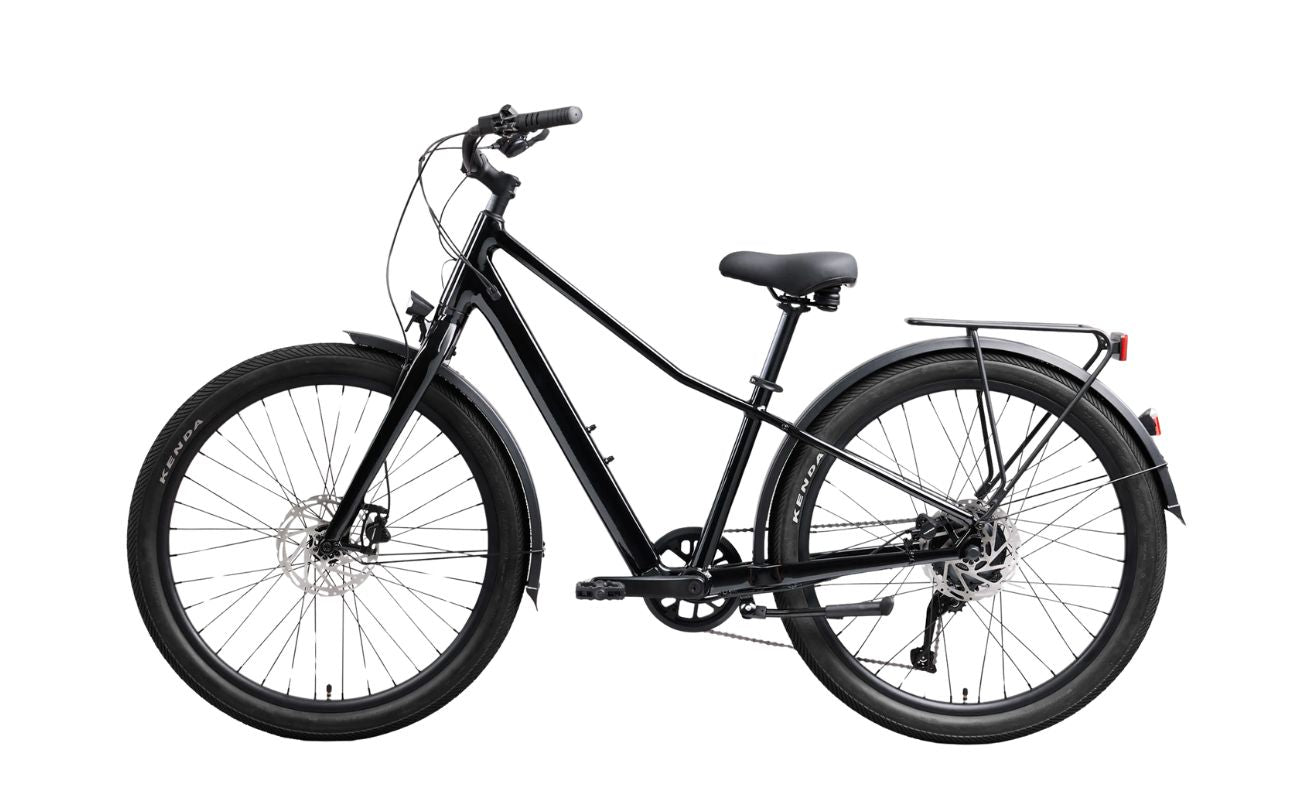 Norco Scene VLT 2 Black E-Bike 2027 side profile with integrated lights and rear rack