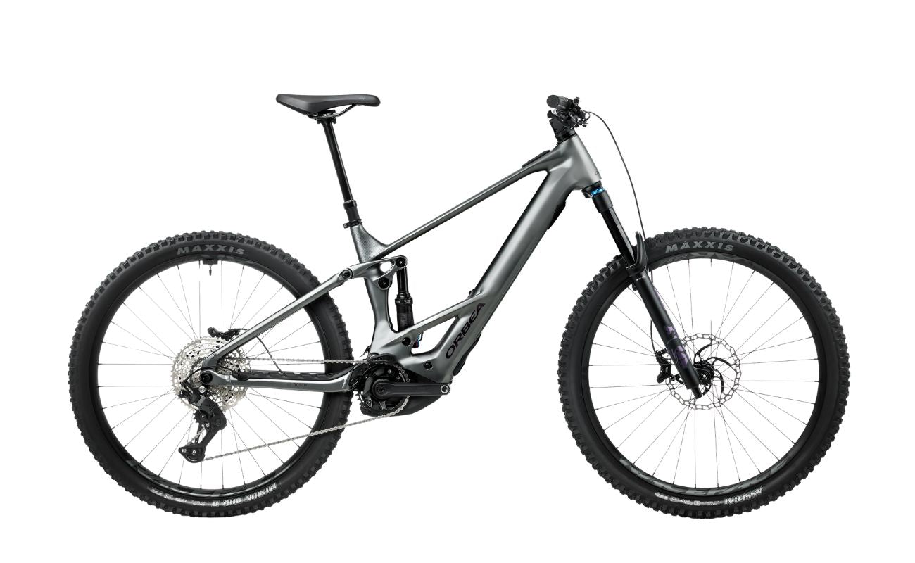 Orbea Wild TR H10 Titanium Grey-Fantasy Purple alloy eMTB side view with Bosch CX motor