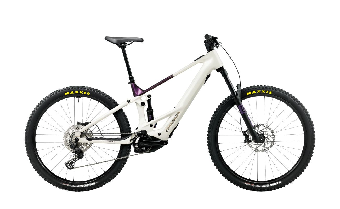Orbea Wild TR H20 white alloy eMTB side view with Bosch CX motor