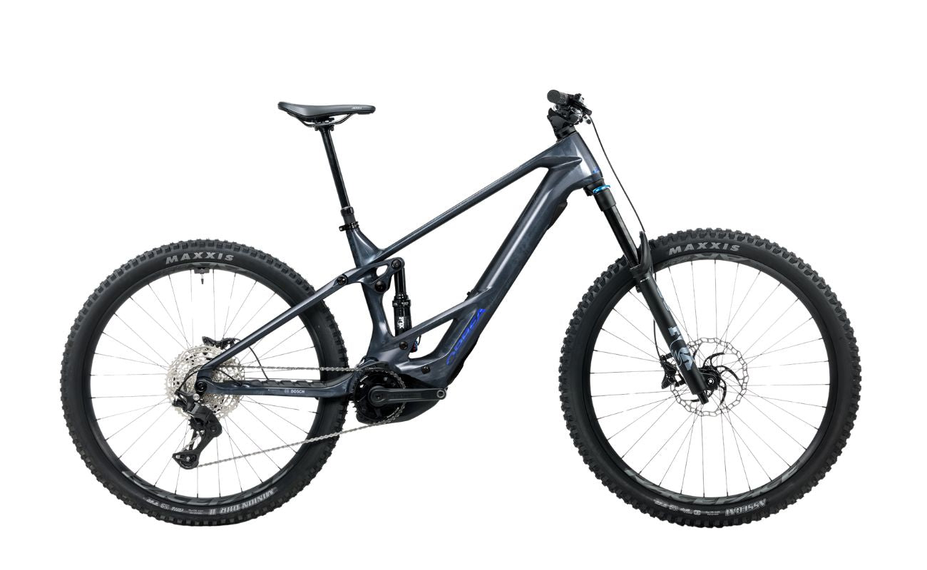 Orbea Wild TR M20 Titan Blue carbon eMTB side view with Bosch Performance Line CX