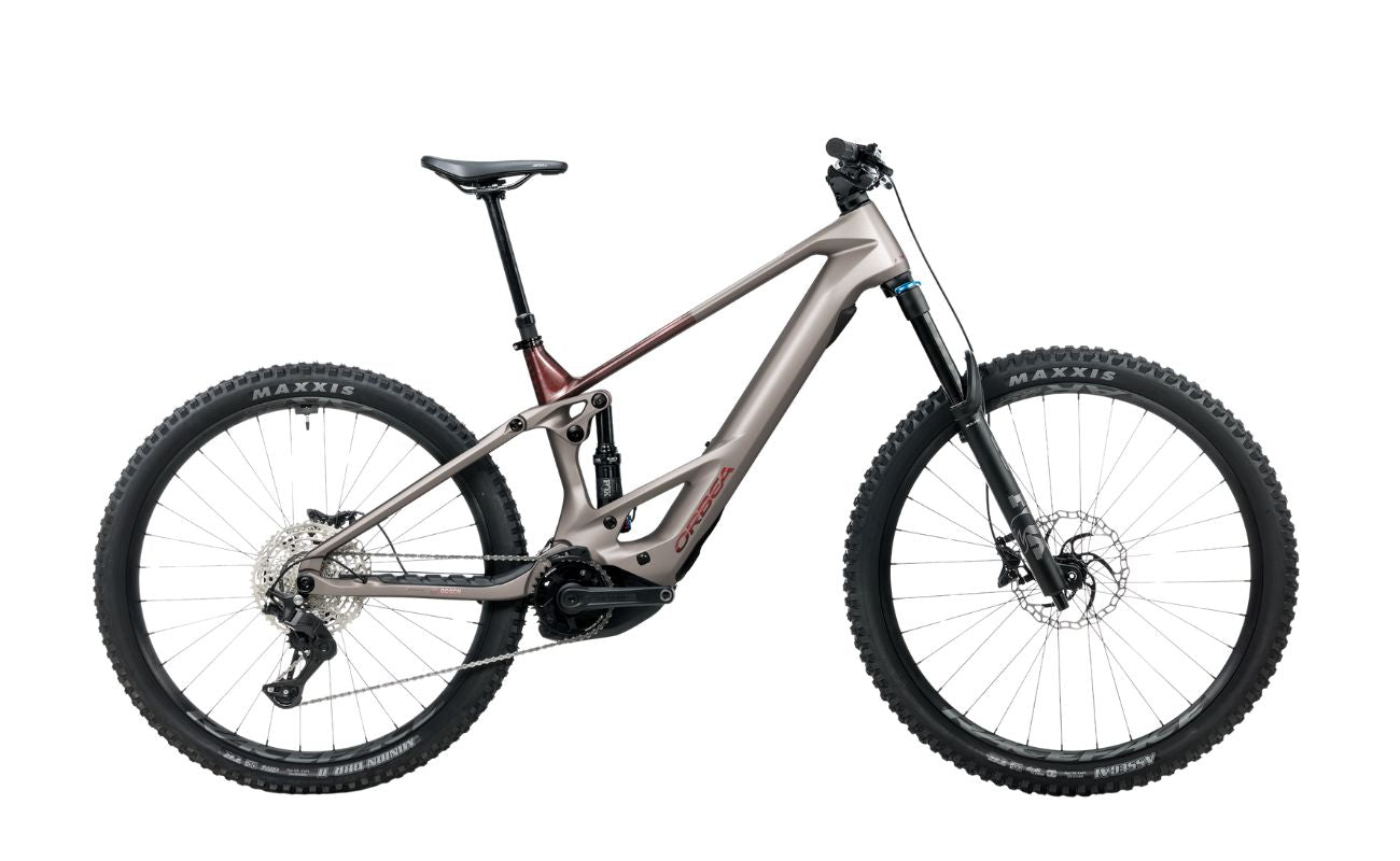 Orbea Wild TR M20 Desert Rose carbon eMTB side view with Bosch CX motor