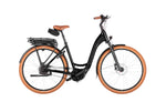 Riese & Müller Swing5 Automatic electric bike in Black, side view showing suspension fork and tan tyres