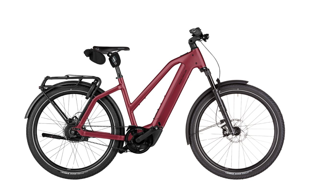 Riese & Müller Charger5 Mixte Vario Dark Red electric bike side view Brisbane