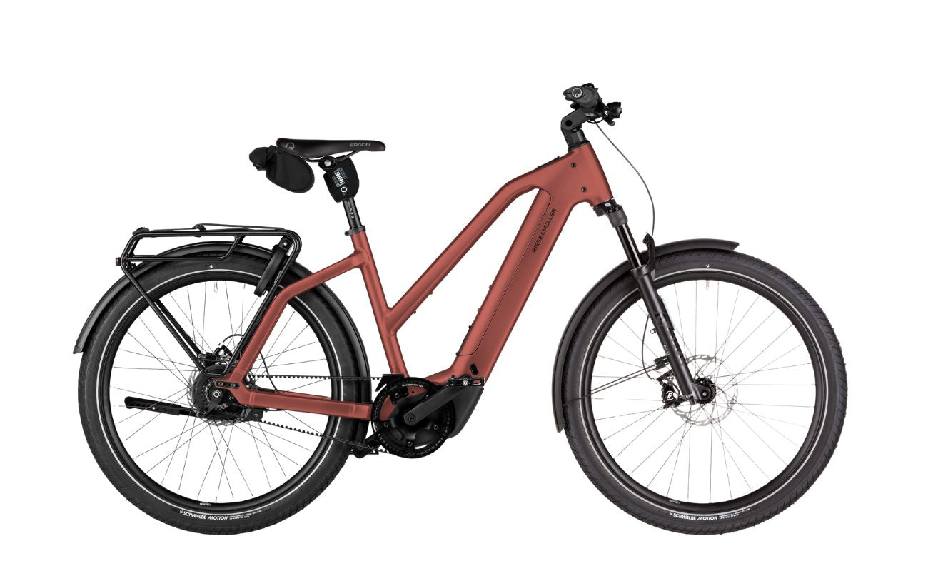 Riese & Müller Charger5 Mixte Vario Maroon electric bike side view Brisbane