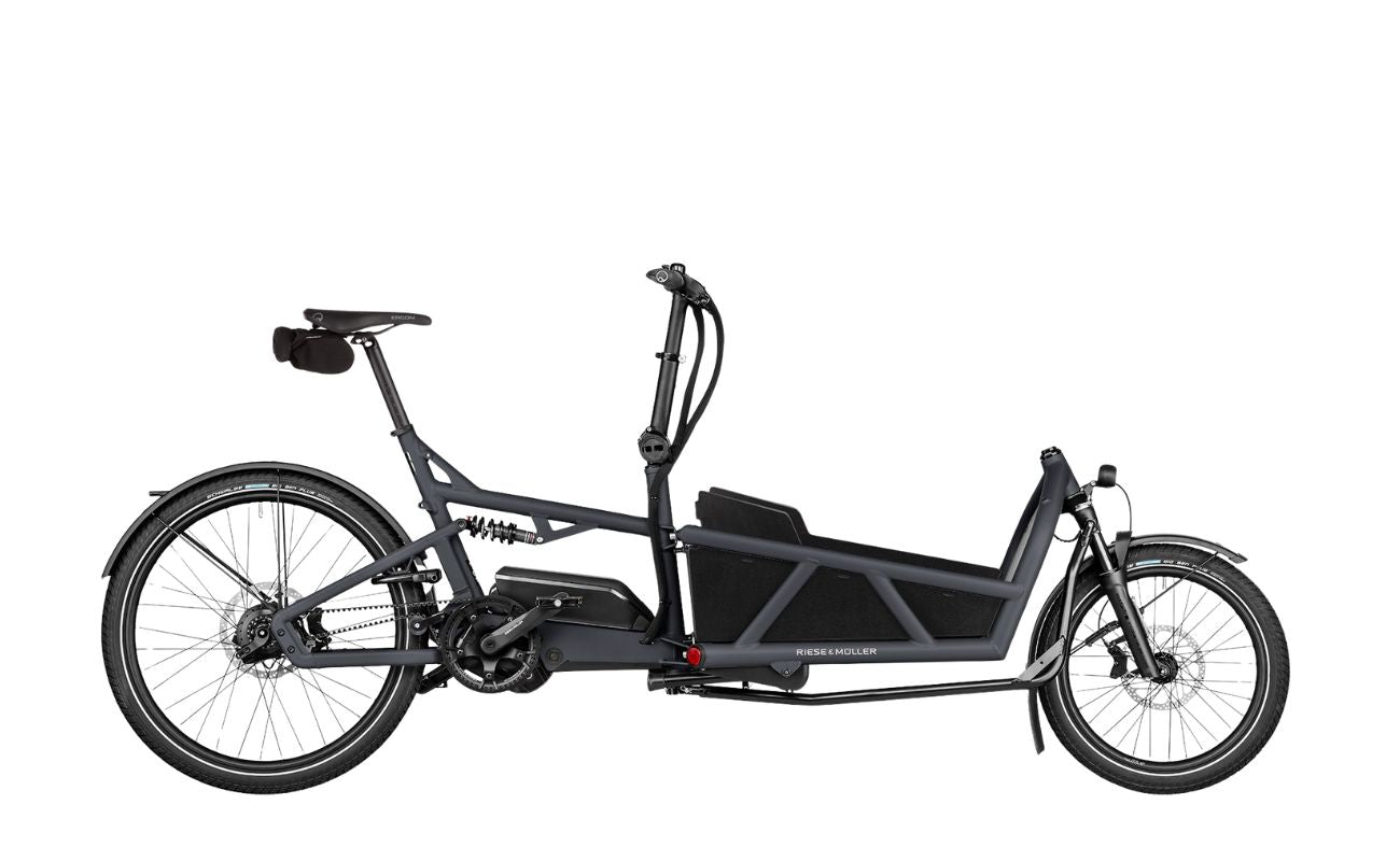 Riese & Müller Load5 60 Rohloff Coal Grey cargo eBike side view Brisbane