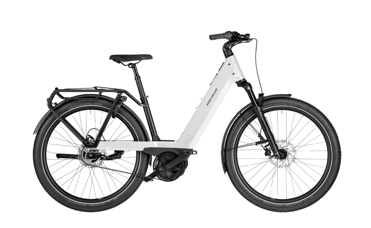 Riese & Müller Nevo5 Silent CORE Pure White side profile electric bike Brisbane