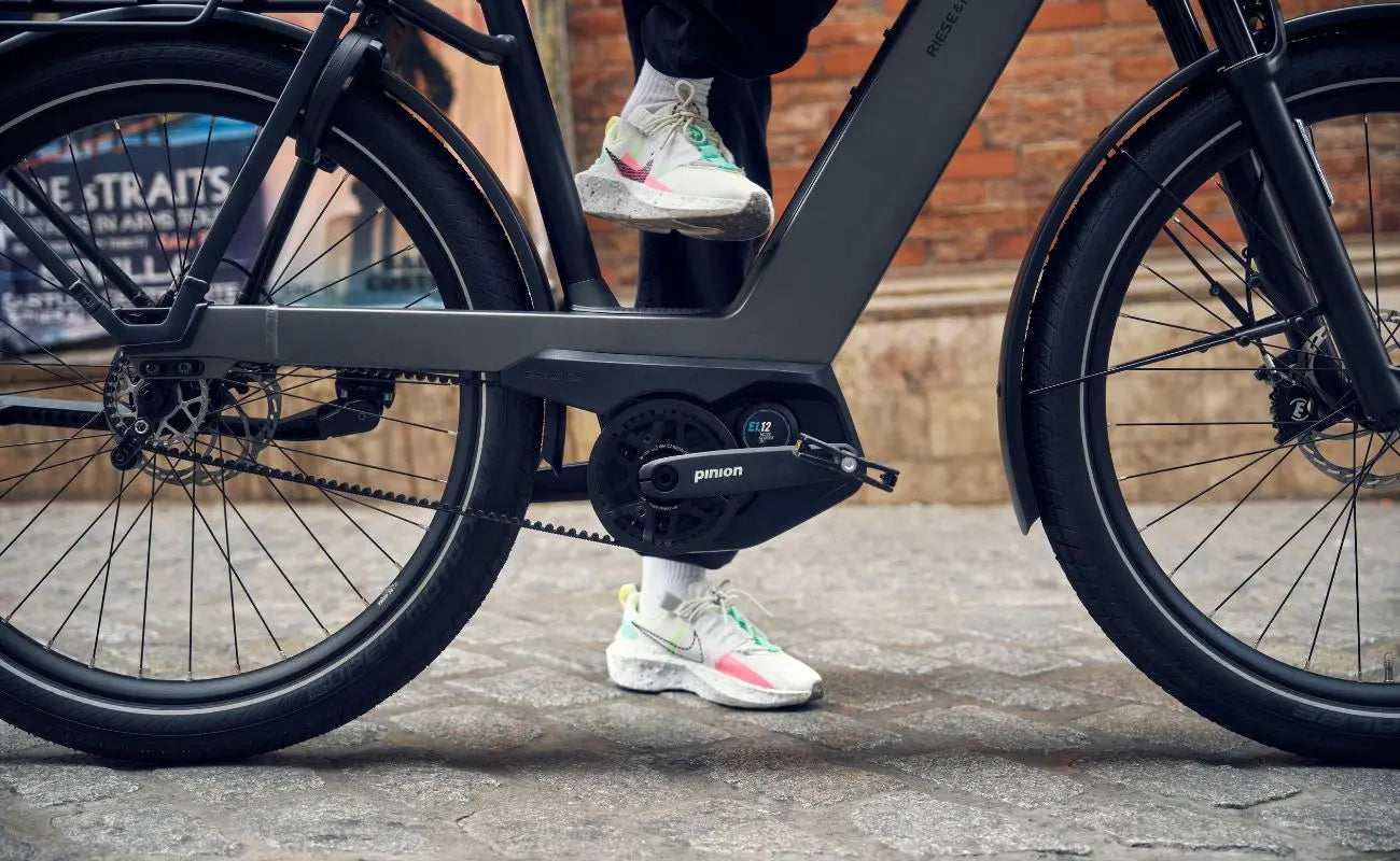 Riese & Muller Nevo5 Vario Core E-Bike Slate Grey Belt Drive Closeup  | Electric Bikes Brisbane