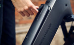 Riese & Muller Nevo5 Vario Core E-Bike Slate Grey Closeup battery location | Electric Bikes Brisbane