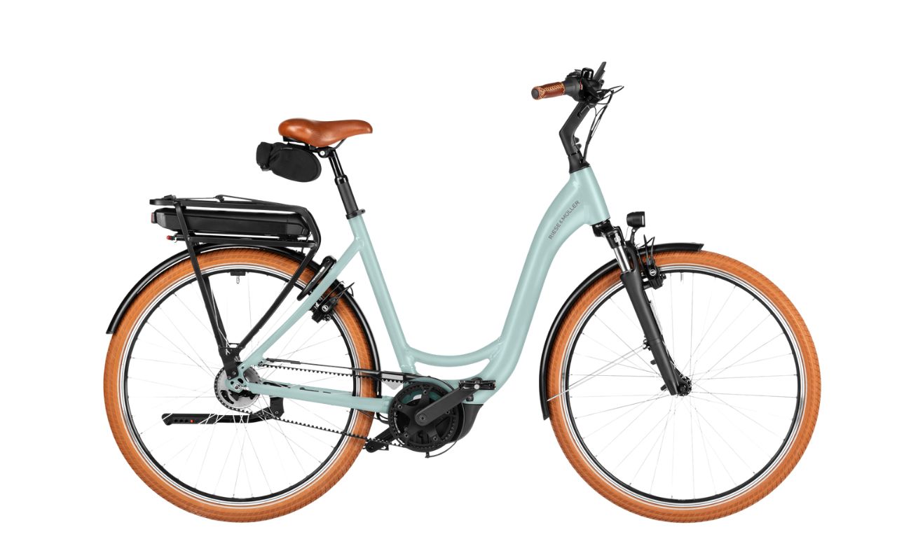 Riese & Müller Swing5 Silent Salvia E-Bike 2027 side profile with Bosch motor and belt drive