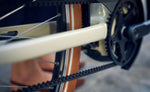 Close-up of a Riese & Muller Swing5 Vario E-Bike chain and gear system with a blurred background | Electric Bikes brisbane
