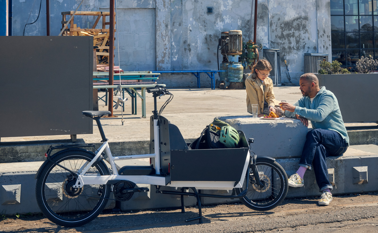 Riese & Muller Transporter2 65 Silent  Cargo EBike parked | Electric Bikes Brisbane