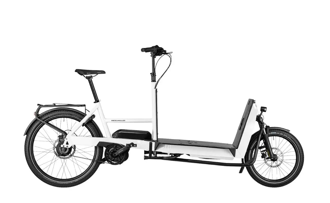 Riese & Müller Transporter2 65 Vario True White side profile cargo electric bike Brisbane