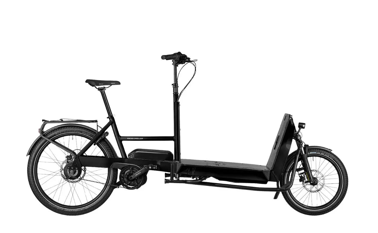 Riese & Müller Transporter2 65 Vario Black side profile cargo electric bike Brisbane
