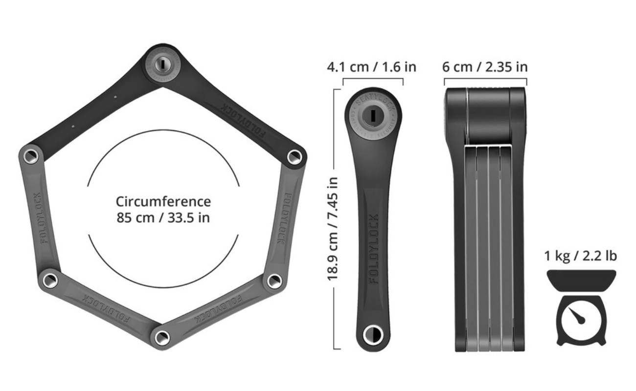 Seatylock Foldylock 85cm Specifications | Electric Bikes Brisbane