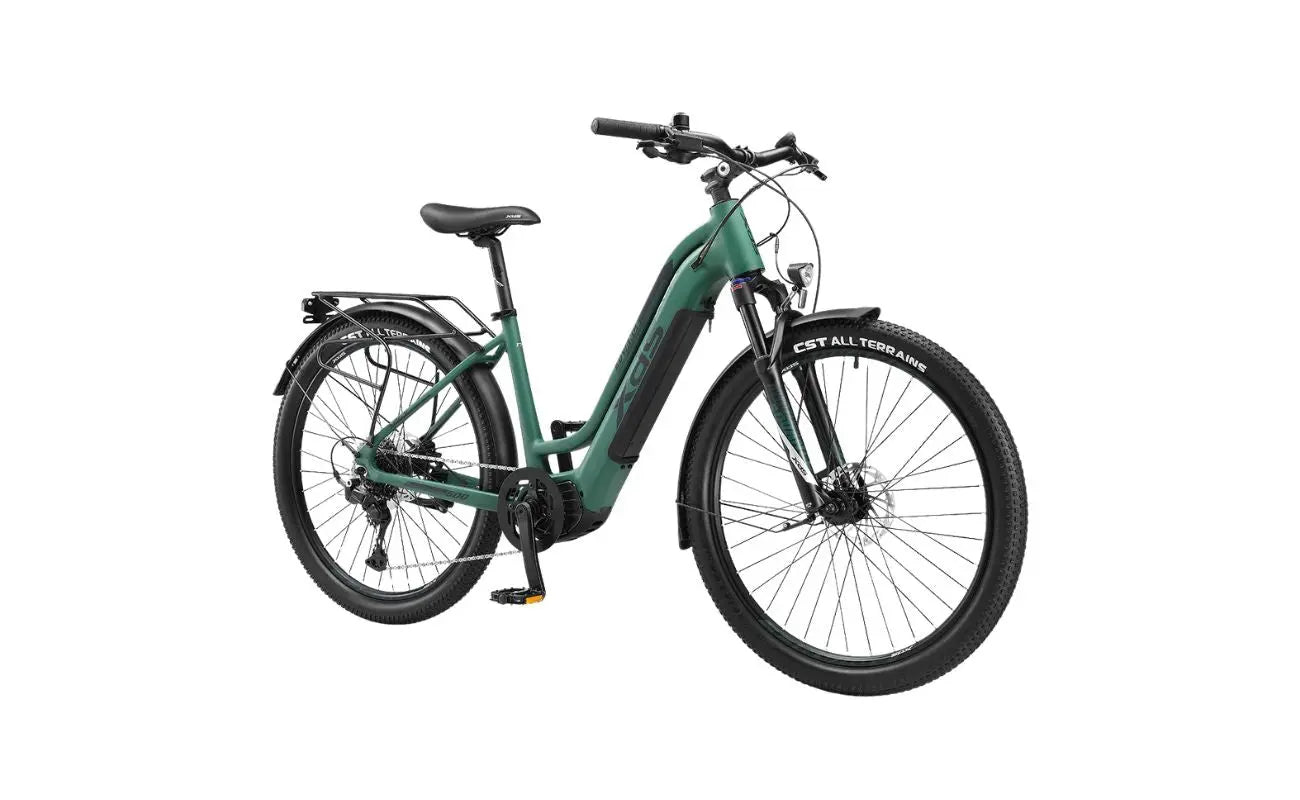 XDS Advance 600 Step-Thru E-Bike in Gloss Green Front View | Electric Bikes Brisbane