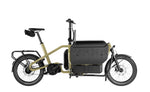 Riese & Müller Carrie2 FAMILY Anise electric cargo bike side view with front cargo box and rear rack, Brisbane